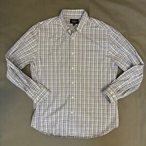 Nat Nast Mens Shirt XL Luxury Originals Blue White Plaid Long Sleeve Cotton